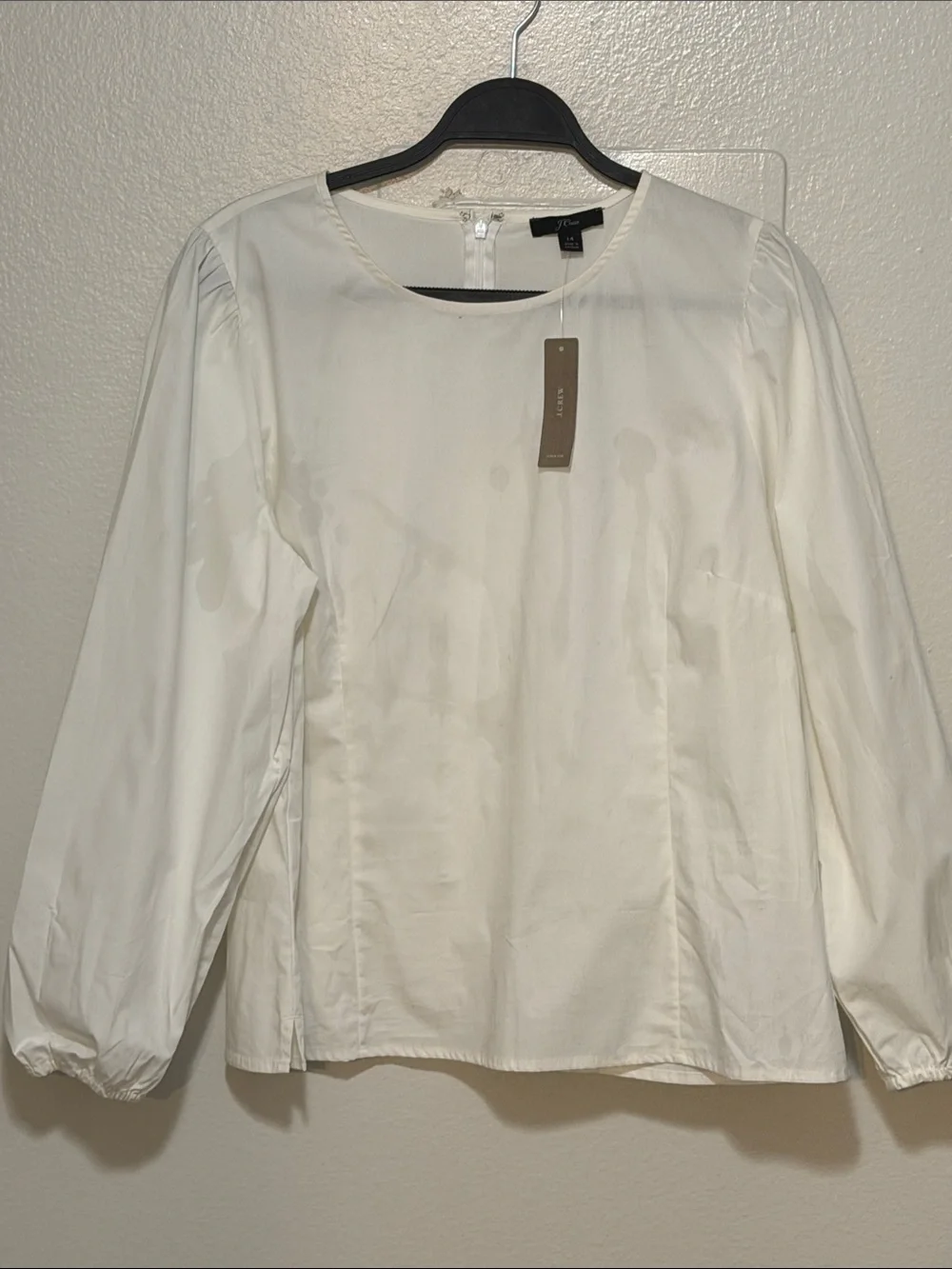 J. Crew Cream Long-Sleeve Crewneck Dress Shirt